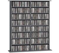 HOMCOM Rangements pour CD et DVD, meuble de rangement multimédia, capacité max. 720 CD/396 DVD et Blu-ray, 16 compartiments et 12 étagères réglables, pour salon, chambre, 106,5x24x126,3cm, gris
