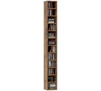 HOMCOM Rangements pour CD et DVD Tour CD, 21 x 20 x 175 cm, Brun Rustique | Étagère Colonne de Rangement, Meuble de Rangement, 12 Compartiments, Capacité Max. 204 CD