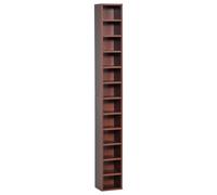 HOMCOM Rangements pour CD et DVD Tour CD, 21 x 20 x 175 cm, Marron | Étagère Colonne de Rangement, Meuble de Rangement, 12 Compartiments, Capacité Max. 204 CD