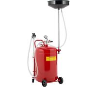 HOMCOM Récupérateur de vidange d'huile usagée 80 L, hauteur réglable 101-141 cm, chariot récupération huiles portable avec roues et poignée, rouge