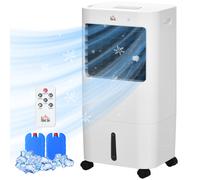 HOMCOM Refroidisseur d'air portable mobile par évaporation 3 en 1 oscillation, 3 vitesses, télécommande, minuterie 8H, blanc