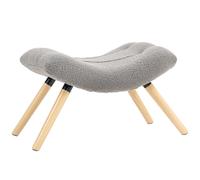 HOMCOM Repose pied salon ottoman pouf salon tabouret de canapé en tissu avec pieds en bois de hêtre, siège rembourré, gris