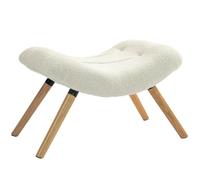 HOMCOM Repose Pied Salon Ottoman Pouf Salon Tabouret de canapé en Tissu avec Pieds en Bois de hêtre, siège rembourré pour Salon, Chambre, entrée, Blanc crème