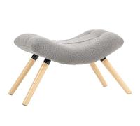 Repose pied salon HOMCOM ottoman pouf salon tabouret de canapé en tissu avec pieds en bois de hêtre, siège rembourré, gris