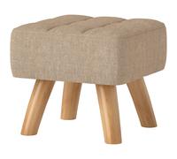 HOMCOM Repose pied salon ottoman siège rembourré en tissu avec pieds en bois 27 x 27 x 26 cm marron clair