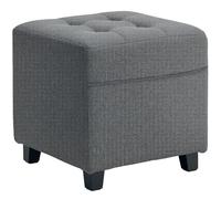 HOMCOM Repose Pied Salon, Petit Pouf Salon 35 x 35 x 35 cm Gris | Ottoman, Siège Rembourré Capitonné, Tissu Aspect Lin, Poche Latérale, Structure en Bois, pour Chambre à Coucher, Entrée