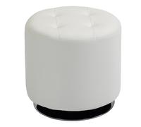 HOMCOM Repose pied salon pivotant à 360°, ottoman rond rembourré en PU avec base en acier, Ø 45,5 x 44,5 cm, blanc