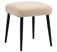 HOMCOM Repose Pied Salon Pouf en Tissu 42 x 42 x 44 cm Beige | Tabouret Ottoman, Siège Rembourré, Effet Laine Bou Pieds en Acier, Chambre à Coucher, Entrée