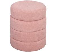 HOMCOM Repose pied salon, tabouret ottoman rond rembourré en peluche Teddy, pour chambre à coucher, entrée, Ø 40 x 45 cm, rose