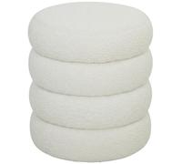 HOMCOM Repose Pied Salon Tabouret Ottoman Rond Siège Ø 40 x 45 cm Blanc | Rembourré en Peluche Teddy, Pouf Salon, pour Chambre à Coucher, Entrée