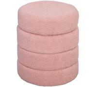 HOMCOM Repose Pied Salon Tabouret Ottoman Rond Siège Ø 40 x 45 cm Rose | Rembourré en Peluche Teddy, Pouf Salon, pour Chambre à Coucher, Entrée