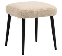 HOMCOM Repose Pied Salon, Tabouret Ottoman, siège rembourré en Tissu Effet Laine bou avec Pieds en Acier, Pouf Salon, pour Chambre à Coucher, entrée, 42 x 42 x 44 cm, Beige