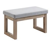 HOMCOM Repose-pieds de salon tabouret bas rembourré en lin synthétique avec structure en bois pour salon gris