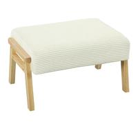 HOMCOM Repose-Pieds Pouf avec Coussin Doux Pieds en Bois Repose-Pieds avec Aspect Côtelé Crème