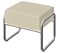 HOMCOM Repose-pieds pouf épais rembourré pouf en tissu chenille pieds en acier pour chambre, beige