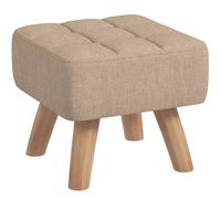 HOMCOM Repose-Pieds touffeté Moderne en Tissu avec Pieds en Bois d'hévéa, siège rembourré, pour Salon, Chambre à Coucher, entrée, Marron Clair