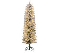 Sapin de Noël artificiel LED H.150 cm - sapin de Noël mince enneigé - 263 branches 120 LED blanc chaud
