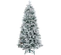 HOMCOM Sapin de Noël artificiel 180 cm Arbre de Noël avec support en métal 1489 branches enneigées, pommes de pin, vert