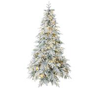 HOMCOM Sapin de Noël Artificiel 180 cm Arbre de Noël Lumineux Enneigé, Branches Articulées, Lumière 350 LEDs, Vert et Blanc