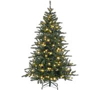 HomCom Sapin de Noël artificiel 180 cm LED blanc chaud 872 branches base métal effet réaliste vert