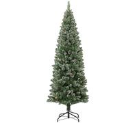 HOMCOM Sapin de Noël Artificiel 180 cm Arbre de Noël Slim 618 Branches Vert | Support en Acier Pliable, Effet Réaliste