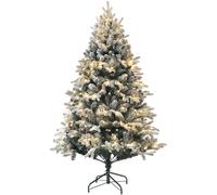 HOMCOM Sapin de Noël Artificiel 180 cm lumineux LED 793 Branches enneigées grand réalisme support en acier pliable Vert