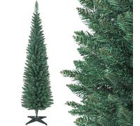 HOMCOM Sapin de Noël Artificiel 180 cm Slim 321 Pointes Ignifuge Vert | Support en Plastique, Facile à Monter et Ranger, pour Maison Bureau