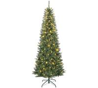 HOMCOM Sapin de Noël Artificiel 210 cm 350 Lumières Blanches Chaudes Vert
