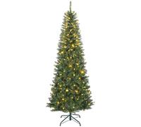 HOMCOM Sapin de Noël artificiel 210 cm, arbre de Noël fin avec 350 lumières, 1273 pointes, support en métal pliable, vert
