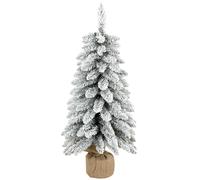 HOMCOM Sapin de Noël Artificiel 90 cm, 107 Embouts de Branches Enneigés en PVC, Base en Toile de Jute, Montage Rapide, Blanc