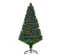 HomCom Sapin de Noël artificiel 150 cm fibre optique vert multicolore 180 branches pied étoile