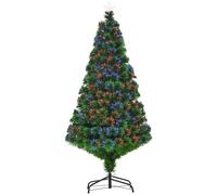HomCom Sapin de Noël artificiel 150 cm fibre optique vert multicolore 180 branches pied étoile