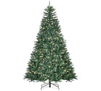 HOMCOM Sapin de Noël Artificiel Lumineux 210 cm 700 LED 2154 Branches Vert | Blanc Chaud, Support Pied
