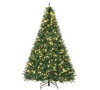 HomCom Sapin de Noël artificiel Lumineux 210 cm 700 LED Blanc chaud 2154 branches Vert avec pied