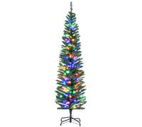 Sapin de Noël artificiel lumineux 180 cm - HOMCOM - avec 150 lumières multicolores, 390 branches - base en acier - vert