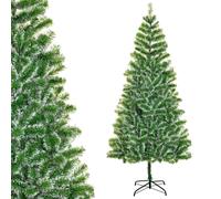 HOMCOM Sapin de Noël sapin artificiel branches enneigées Ø 100 x 210H cm 968 branches en PET vert Aosom France