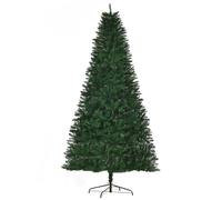 HOMCOM Sapin de Noël sapin artificiel hauteur de 2,4 m 1499 branches en PVC base en acier robuste vert Aosom France