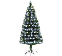 HOMCOM Sapin de Noël sapin artificiel lumineux fibre optique LED + 20 ampoules + support pied Ø 63 x 120H cm 130 Aosom France