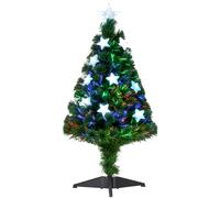 Homcom Sapin de Noël sapin artificiel lumineux fibre optique LED multicolore + support pied Ø 45 x 90H cm 90 branches étoile sommet brillante vert