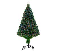 HOMCOM Sapin de Noël sapin artificiel lumineux fibre optique LED multicolore + support pied Ø 60 x 120H cm 130 vert