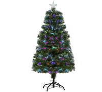 Sapin de Noël artificiel lumineux fibre optique LED multicolore + support pied Ø 66 x 120H cm 130 branches étoile sommet brillante vert Vert G