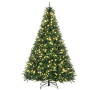 HOMCOM Sapin de Noël sapin artificiel Lumineux LED x 700 Blanc Chaud + Support Pied Ø 142 x 210H cm 2154 Branches Vert Aosom France