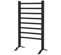 HOMCOM Sèche Serviettes Électrique Mural ou sur Pied 53 x 35 x 90 cm Noir | Radiateur Porte-Serviettes, Alliage d'Aluminium, 8 Barres, Minuterie 2 ou 4 Heures, Résistant à l'Eau, 150W