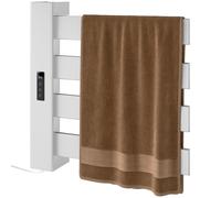 HOMCOM Sèche-Serviettes Électrique Mural pour Salle de Bain avec 4 Barres Chauffage Rapide Wi-Fi et Écran Tactile 47,5x9,5x49 cm Blanc