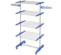 HOMCOM Séchoir à Linge étendoir Pliable Ailes latérales Utilisation intérieure et extérieure 142 x 55 x 172 cm 4 Niveaux Bleu