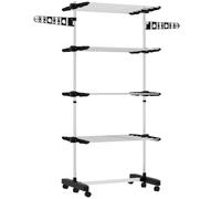 Séchoir à linge pliable HOMCOM étendoir linge intérieur et extérieur seche linge etendoir avec 2 ailes latérales et 6 roulettes