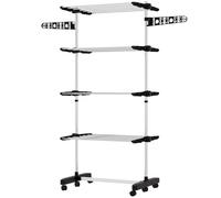 HOMCOM Séchoir à Linge étendoir pliable ailes latérales utilisation intérieur et extérieur 142 x 55 x 172 cm 4 niveaux noir