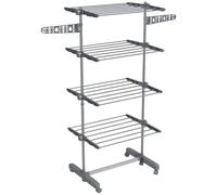 HOMCOM Séchoir à Linge étendoir Pliable Ailes latérales Utilisation intérieure et extérieure 142 x 55 x 172 cm 4 Niveaux Gris