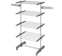HOMCOM Séchoir à Linge étendoir pliable ailes latérales utilisation intérieure et extérieure 142 x 55 x 172 cm 4 niveaux gris