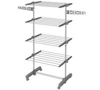 HOMCOM Séchoir à Linge étendoir Pliable Ailes latérales Utilisation intérieure et extérieure 142 x 55 x 172 cm 4 Niveaux Gris